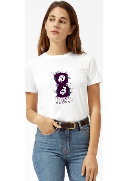 Sense8 Burst Art Kadın Beyaz Tshirt
