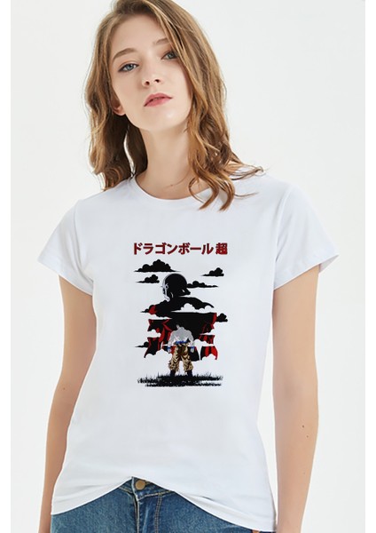 Anime Dragon Ball Baskılı Beyaz Kadın Tshirt