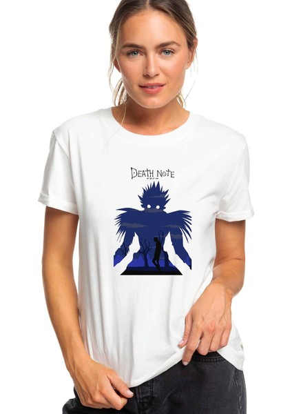Death Note Baskılı Beyaz Kadın Tshirt