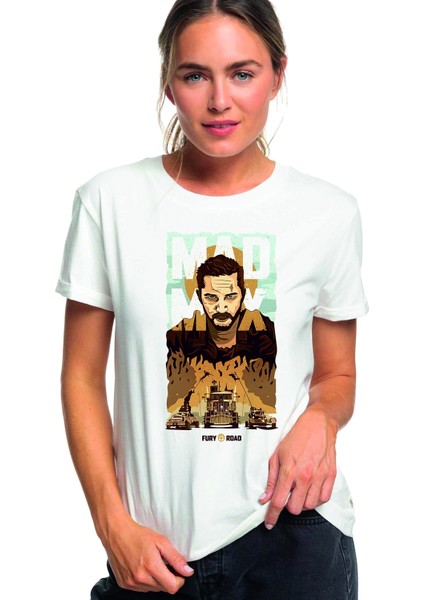 Mad Max Baskılı Beyaz Kadın Tshirt