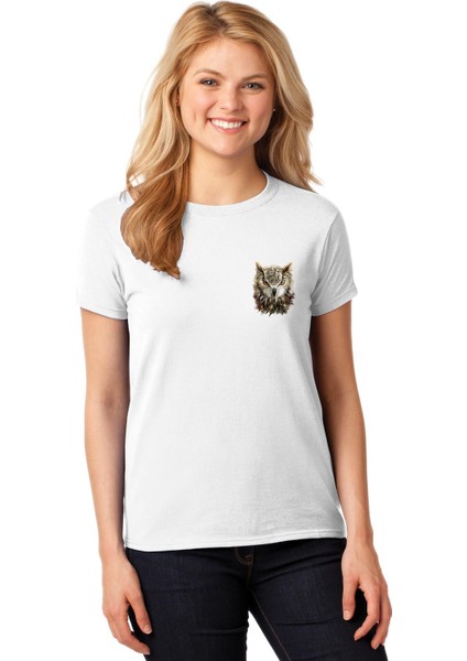Watercolor Owl 2 Kadın Beyaz Tshirt