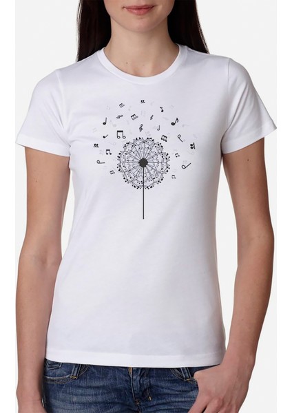 Silhouette Music A Dandelion Photographic Kadın Beyaz Tshirt