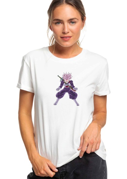 Anime Dragon Ball Baskılı Beyaz Kadın Tshirt
