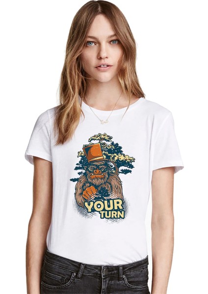 Your Turn Baskılı Beyaz Kadın Tshirt