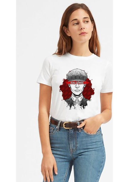 Peaky Bılnders Baskılı Beyaz Kadın Tshirt