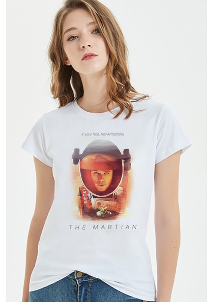 The Martian Baskılı Beyaz Kadın Tshirt