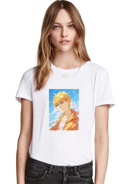 Anime Naruto Asialogy Baskılı Beyaz Kadın Tshirt