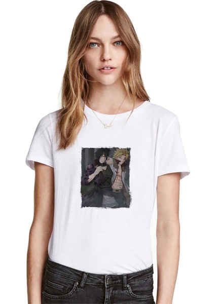 Anime Fairy Tail Glass Guild Emblem Baskılı Beyaz Kadın Tshirt