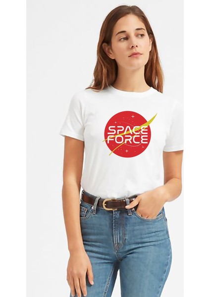 Nasa Baskılı Beyaz Kadın Tshirt