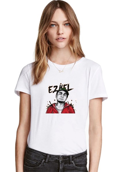 Ezhel Baskılı Beyaz Kadın Tshirt