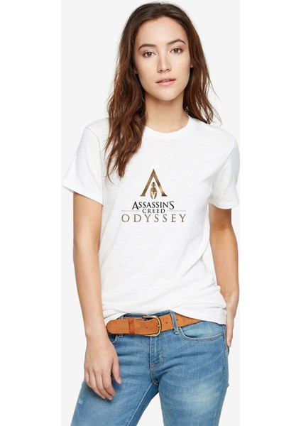 Assasins Baskılı Beyaz Kadın Tshirt