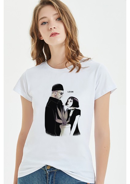 Leon & Mathilda Sevginin Gücü The Baskılı Beyaz Kadın Tshirt