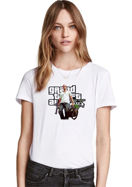 Gta V Trevor Philips Kadın Beyaz Tshirt