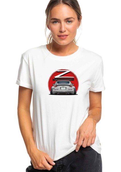 Nissan Z Baskılı Beyaz Kadın Tshirt