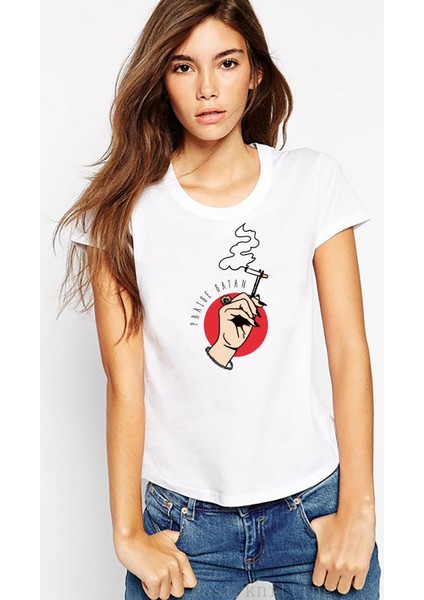 Chilling Adventures Of Sabrina Praise Satan Caos Kadın Beyaz Tshirt