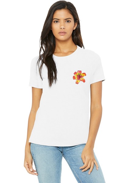 Watercolor Lily Flower Kadın Beyaz Tshirt