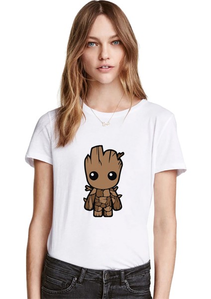I Am Groot Baby Baskılı Beyaz Kadın Tshirt