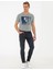 Erkek Gri Melanj Slim Fit Bisiklet Yaka Tişört 50241511-VR086 4