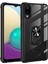 Samsung Galaxy A02 Kapak Şeffaf Yüzüklü Kenar Korumalı Standlı Kılıf - Lacivert 1