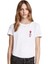 Kedi ve Kırmızı Balon Kedi Yavru Baskılı Beyaz Kadın Tshirt 1