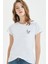 Kedi Çizim Sevimli Kedi Göğüs Baskılı Beyaz Kadın Tshirt 1