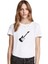 Elektro Gitar Rock Müzik Baskılı Beyaz Kadın Tshirt 1