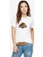 Jurassic Park Logo Black Yellow Red Baskılı Beyaz Kadın Tshirt 1