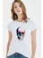 Watercolor Skull Kadın Beyaz Tshirt 1
