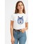Polygonal Head Wolf Kurt Baskılı Beyaz Kadın Tshirt 1
