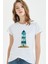 Watercolor Lighthouse Kadın Beyaz Tshirt 1