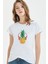 Ananas Retro Gözlük Baskılı Beyaz Kadın Örme Tshirt 1