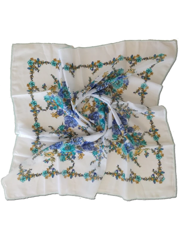 Başaran Tekstil Kroşetalı Pamuklu Yazma, Yemeni, Tülbent, 100X100CM %100 Pamuklu,terletmez