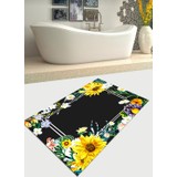 Ardizayn Çiçek Desenli 70X120 cm Kaymaz Deri Taban Banyo Halısı, Paspası