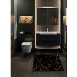 Ardizayn Siyah Işıltı Desenli 40X60 cm Kaymaz Deri Taban Banyo Halısı, Paspası