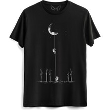 Alfa Tshirt Space Resimli Dijital Baskılı Çocuk Siyah Tshirt