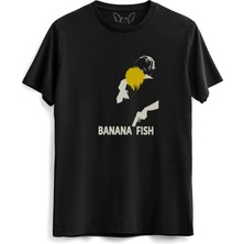 Alfa Tshirt Banana Fish Resimli Çocuk Siyah Tshirt