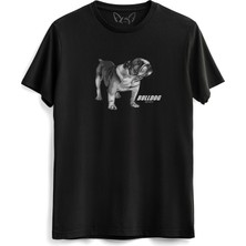 Alfa Tshirt Bulldog Baskılı Çocuk Siyah Tshirt