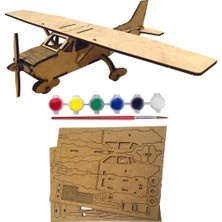 Tahtakurusu Tasarım Eğitici Montessori Ahşap Cessna Uçak Maket Puzzle Boyama Seti