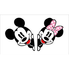 Sticker Fabrikası Mickey Minnie Mouse Oto Araba Cam Kaput Sticker 00761