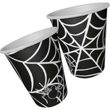 Hayaller Dükkanı Bardak Karton Halloween Cadılar Bayramı Örümcek Siyah Pk:8