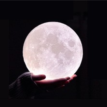 Pazariz 3D Ay Beyaz Gece Lambası Dekoratif Küre LED 7 cm Çap