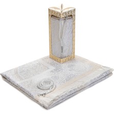 İhvan Özel Hediyelik Kutulu Seccadeli Tesbihli Set Beyaz