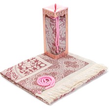 İhvan Özel Hediyelik Kutulu Seccadeli Tesbihli Set Pembe