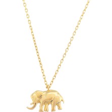 Prenses Pırlanta Kadın 14 Ayar Altın Minimal Fil Şans Kolyesi