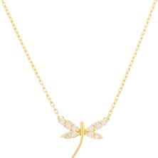 Prenses Pırlanta Kadın 14 Ayar Altın Taşlı Yusufçuk Kolye