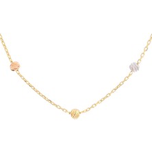 Prenses Pırlanta Moom Mücevherat Kadın 14 Ayar Altın  Üç Renk Dorika Toplu Kolye