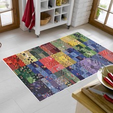 Alanur Trend Kaymaz Keçe Tabanlı Yıkanabilir Mutfak Halısı MU148 Renkli