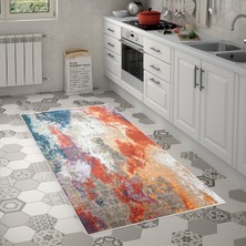 Alanur Trend Kaymaz Keçe Tabanlı Yıkanabilir Mutfak Halısı MU109 Renkli