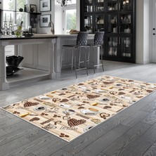 Alanur Trend Kaymaz Keçe Tabanlı Yıkanabilir Mutfak Halısı MU140 Kahve