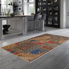 Alanur Trend Kaymaz Keçe Tabanlı Yıkanabilir Mutfak Halısı MU129 Renkli